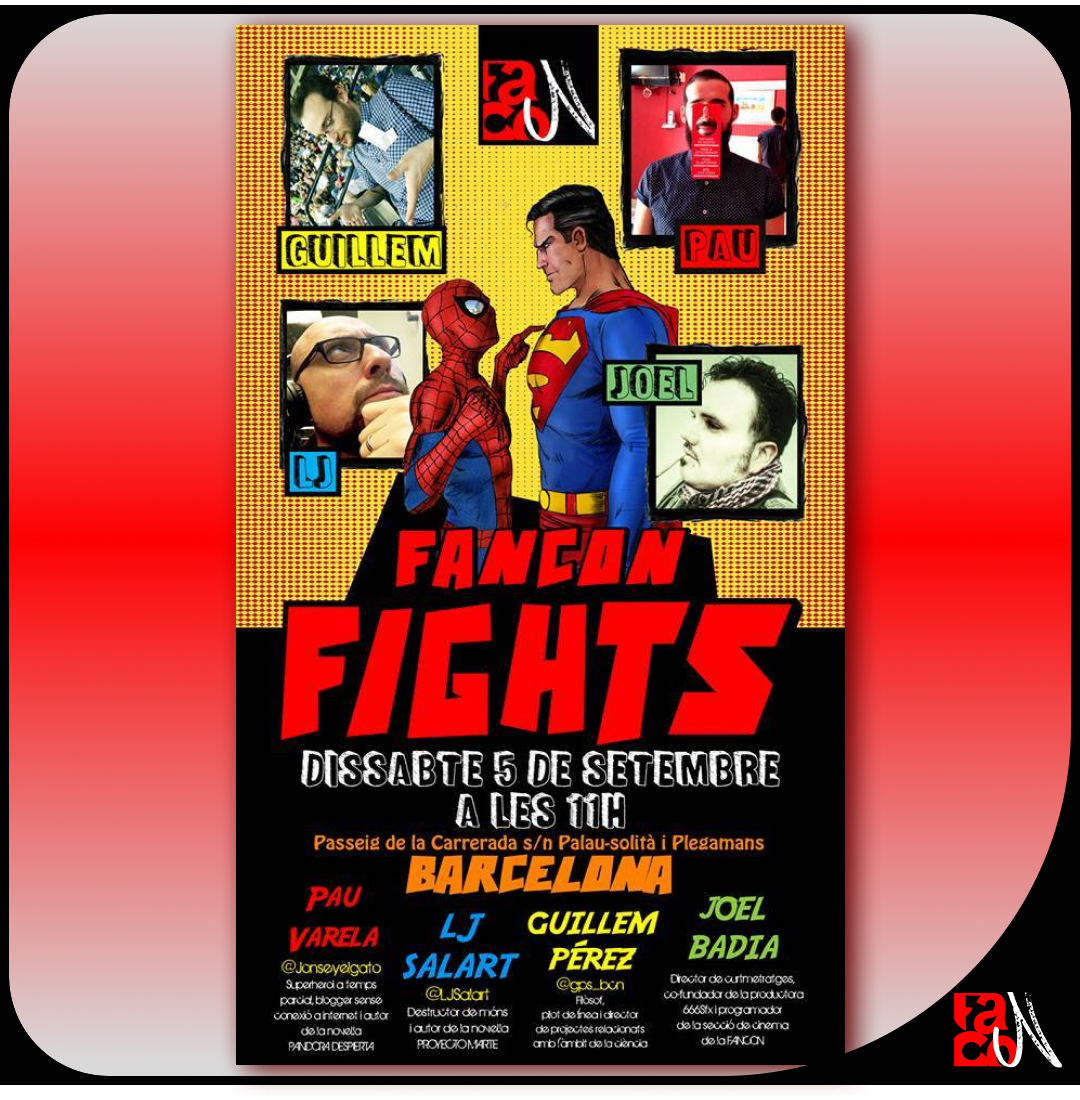 Cartel FanCon Fights amb fotos dels col·laboradors